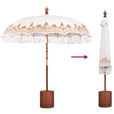 Balinese Parasol with Base 210-220 cm Cream and Brown 3433019