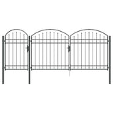 Garden Fence Gate with Arched Top Grey 400 x 100 cm Steel 42008955