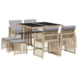 9 Piece Garden Dining Set with Cushions Beige Poly Rattan 3210780