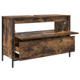Bathroom Basin Cabinet with Drawers Smoked Oak 90x34.5x60 cm 861879