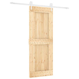 Sliding Door Natural and White 80 x 210 cm Solid Pine Wood 3445183