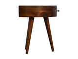 Solid Wood Chestnut Semi Circle Bedside, 1 Drawer, Dark Brown B2743P402949