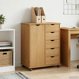 Rolling Cabinet Honey Brown 63.5 x 39 x 79 cm Solid Pine Wood 42028360