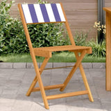 Bistro Chairs 2 pcs Blue and White Solid Wood Acacia and Fabric 367686