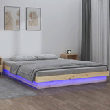 LED Bed Frame without Mattress 140x190 cm Solid Wood 820017