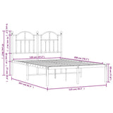 Metal Bed Frame without Mattress with Headboard White 120x200cm 353486