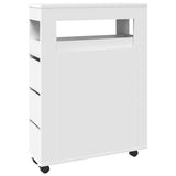 Narrow Bathroom Cabinet with Wheels White Engineered Wood 855268