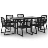 Garden Dining Set Black PVC Rattan 7 Piece Set Durable 3156549