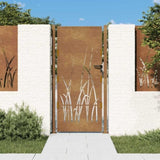 Garden Gate 100x175 cm Corten Steel Grass Design 153176