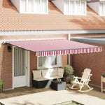 Retractable Awning Manual Red and white 400 x 300 cm Fabric 3330547