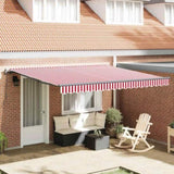 Retractable Awning Manual Red and white 400 x 300 cm Fabric 3330547