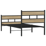 Metal Bed Frame without Mattress Sonoma Oak 75x190 cm Small Single 4017110