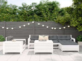 Garden Sofa Set White Solid pine wood, Plywood slats 7 Piece 3250553