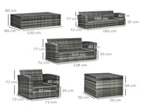 6 Pieces Rattan Garden Furniture Set, 7 Seater Wicker Outdoor Furniture Set with Storage Tea Table & T3398P314671
