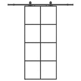 Sliding Door with Hardware Set Black 90x205 cm ESG Glass 3375804
