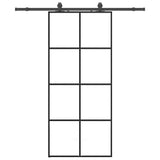 Sliding Door with Hardware Set Black 90x205 cm ESG Glass 3375804