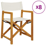 8 Piece Folding Garden Chairs Cream White Fabric 3208918