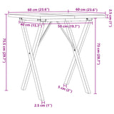 ZNTS Dining Table X-Frame 60x60x75.5 cm Solid Wood Pine and Steel 3282758