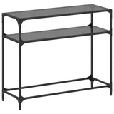 Console Table with Black Glass Top98x35x81 cm Steel 846027