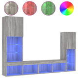 4 Piece TV Wall Units with LED Grey Sonoma Engineered Wood 3216659