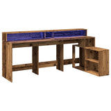 Desk with LED Lights Old Wood 200x104x91 cm Engineered Wood 3309472