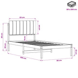 Bed Frame with Upholstered Headboard Natural and Dark Grey 904193