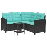 Garden Sofa with Cushion 2 pcs Black and Turquoise Poly rattan 4103880