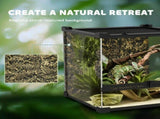Reptile Glass Terrarium with Stone Background, Front Ventilation, Escape-Proof Knob Lock, x x T3398P375362