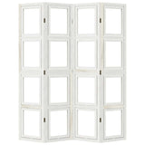 Room Divider 4 Panels White Solid Wood Paulownia 358690