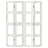 Room Divider 4 Panels White Solid Wood Paulownia 358690