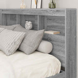 Storage Headboard with Shelf Grey Sonoma 140 cm Engineered Wood 3335546