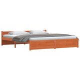 Bed Frame Wax Brown 205.5 x 185.5 x 51 cm Solid Pine Wood 870157