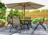 Five-Piece Steel Frame Patio Set - Khaki/Black T3398P328489