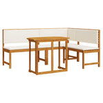 ZNTS Corner Sofa Set Set of 3 Brown Solid Acacia wood Foldable 3329107