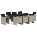 Garden Dining Set 9 pcs Light Grey Poly Rattan 3380612