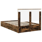 Storage Bed with Drawer Smoked Oak 135 x 190 cm Engineered Wood 3409563