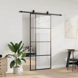 Sliding Door with Hardware Set Black 90x205 cm ESG Glass 3375810