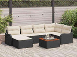 Garden Sofa Set with Storage 7 pcs Black and Cream Poly Rattan 3356143