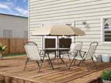 Garden Patio Texteline Folding Chairs Plus Table and Parasol Furniture Bistro Set 6 Pieces T3398P318672