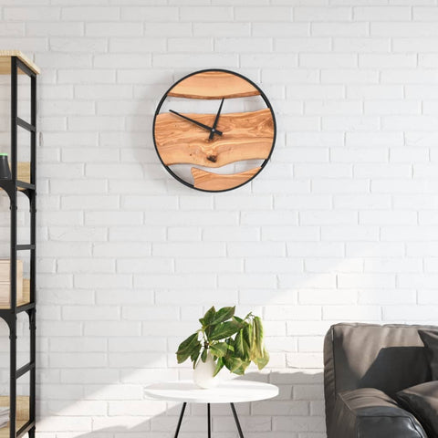ZNTS Wall Clock Brown Ø35 cm Iron and Olive Wood 4008396