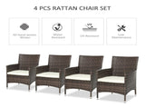 4 PC Rattan Chair Set, Patio Sofa Chairs Set, Cushioned Outdoor Rattan Furniture T3398P315403