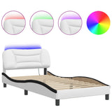 Bed Frame with LED without Mattress "Hvar" White and Black 100x200 cm 3213919
