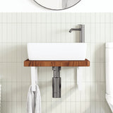 Basin Shelf Wall Mounted Steel and Solid Wood Oak 3302414