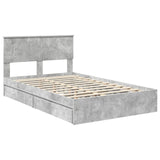 Storage Bed Concrete Grey 135 x 190 cm Engineered Wood 3408469
