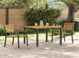 Garden Dining Set 3 pcs Black Solid Acacia Wood 3284397