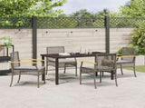 Garden Dining Set with Cushion 5 pcs Grey and Black Rattan 3380822