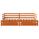 Daybed with Trundle&Drawers without Mattress Wax Brown 90x190 cm Single 3302163