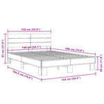 Bed Frame without Mattress Smoked Oak 140x190 cm 3280169
