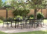 Garden Dining Set 9 pcs Black Powder-Coated Steel 3379162