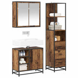 Bathroom Furniture Set with Door 3 pcs Old Wood Engineered Wood 3402405